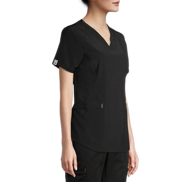 NWT Scrubstar Womens Scrub Top Size XS Moisture Control 4-Way Stretch Black - Picture 5 of 6